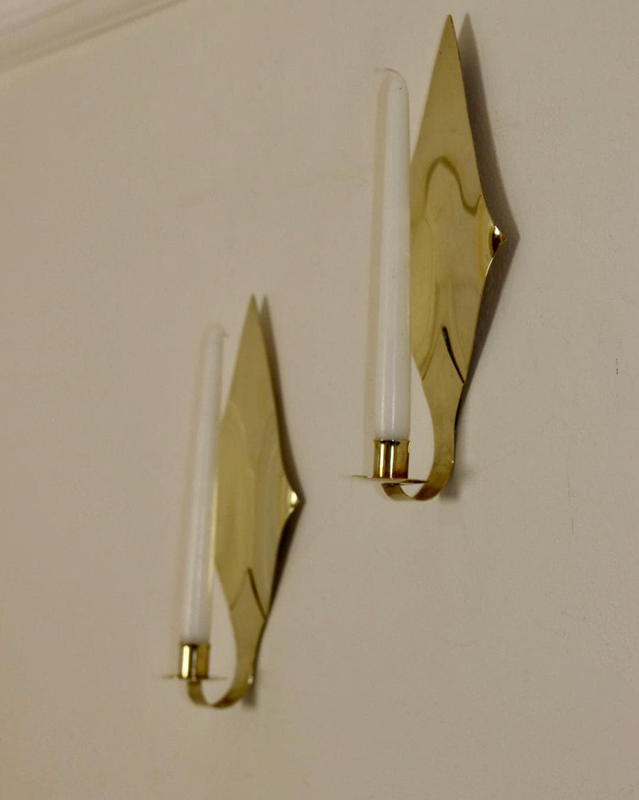 Pair Of Mid Century Swedish Brass Sconces Noah Ancienne