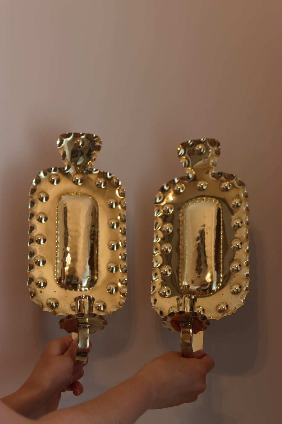 Pair Of Mid Century Swedish Brass Sconces Noah Ancienne