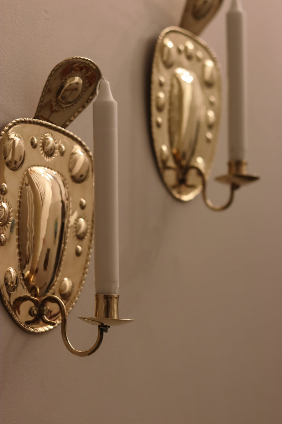 Pair Of Mid Century Swedish Brass Sconces Noah Ancienne