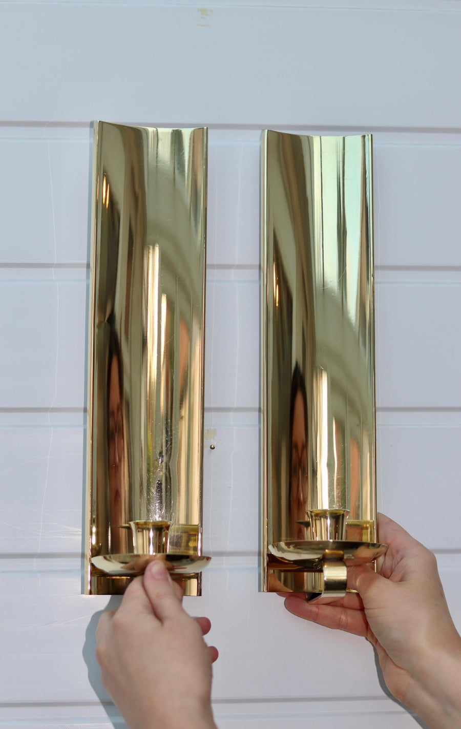 Pair Of Mid Century Swedish Brass Sconces Noah Ancienne