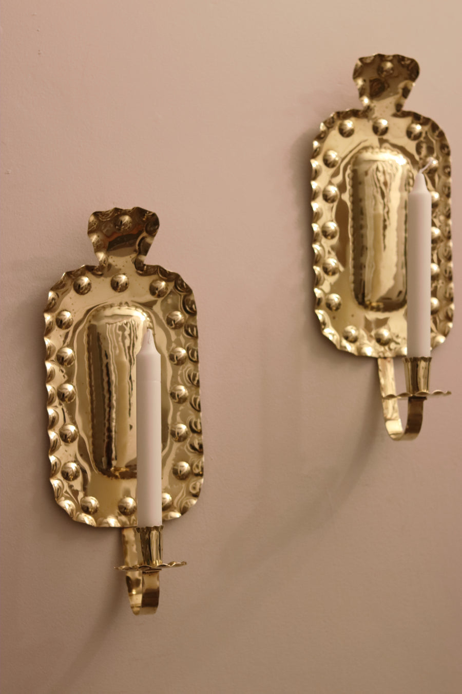 Pair Of Mid Century Swedish Brass Sconces Noah Ancienne