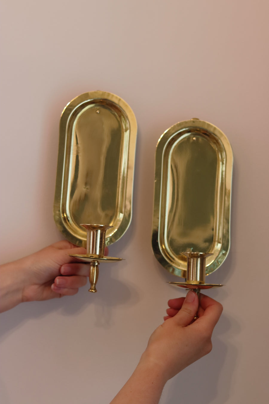 Pair Of Mid Century Swedish Brass Sconces Noah Ancienne