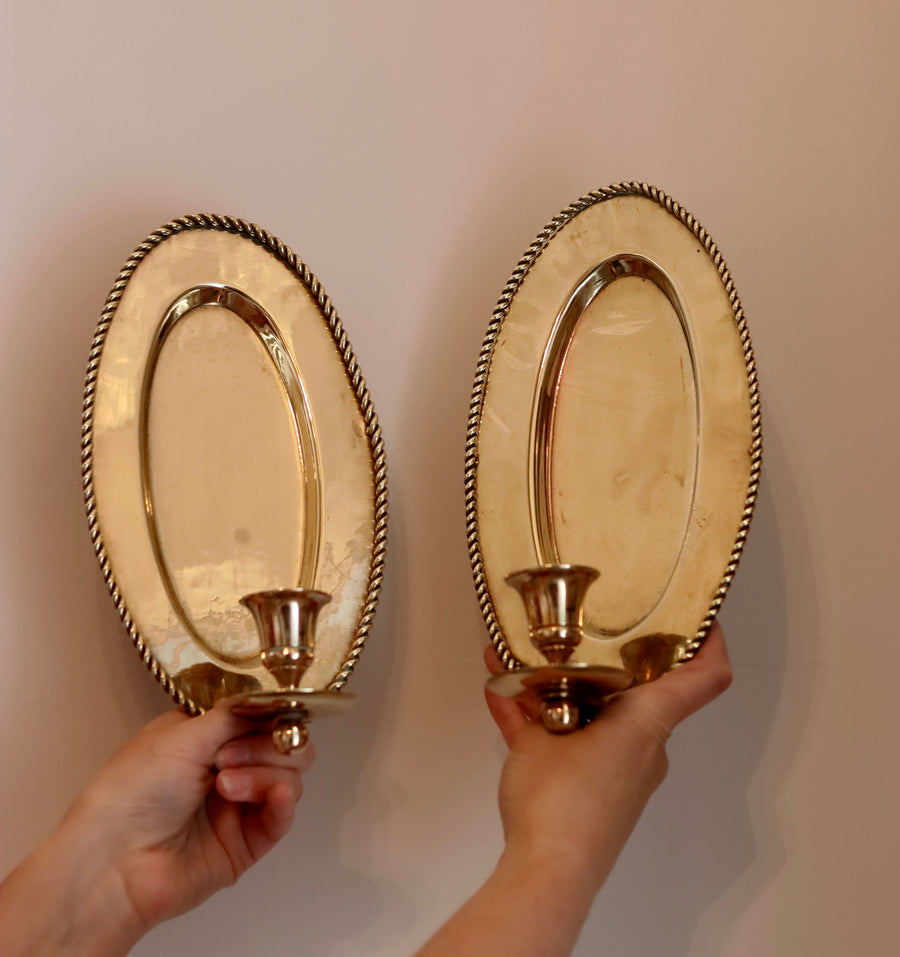 Pair Of Mid Century Swedish Brass Sconces Noah Ancienne