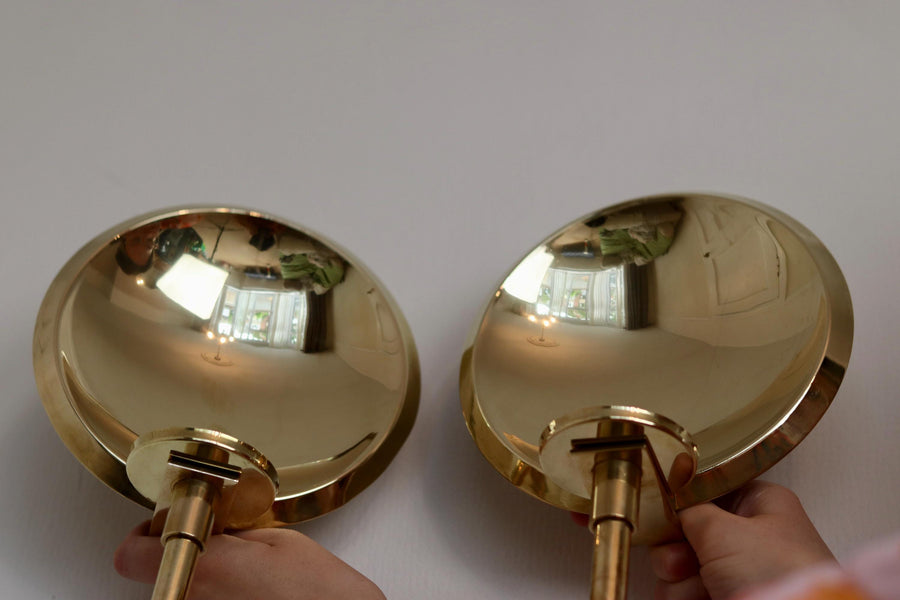 Pair Of Mid Century Swedish Brass Sconces Noah Ancienne