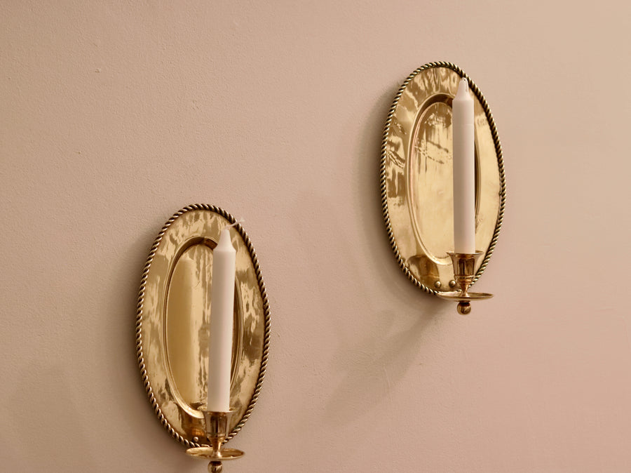 Pair Of Mid Century Swedish Brass Sconces Noah Ancienne