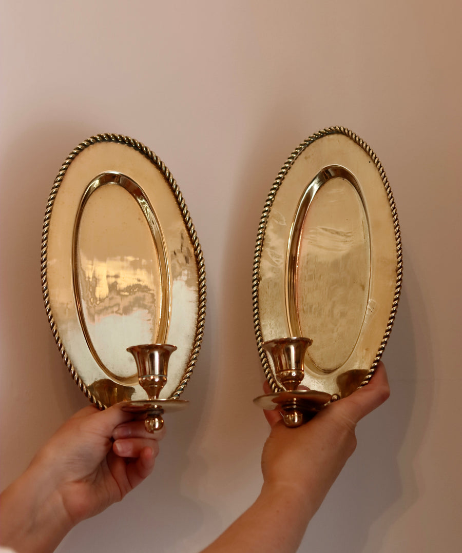 Pair Of Mid Century Swedish Brass Sconces Noah Ancienne