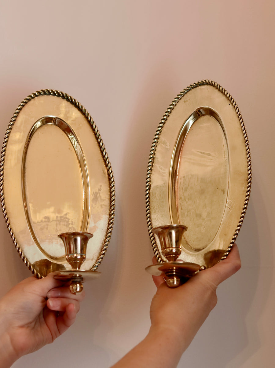 Pair Of Mid Century Swedish Brass Sconces Noah Ancienne