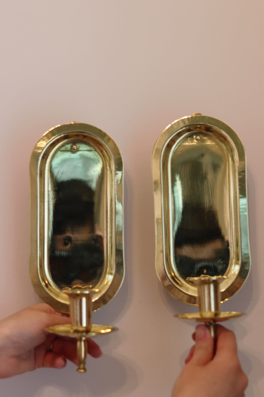 Pair Of Mid Century Swedish Brass Sconces Noah Ancienne