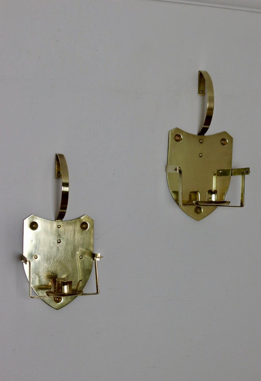 Pair Of Mid Century Swedish Brass Sconces Noah Ancienne