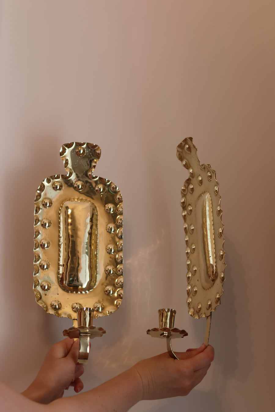 Pair Of Mid Century Swedish Brass Sconces Noah Ancienne