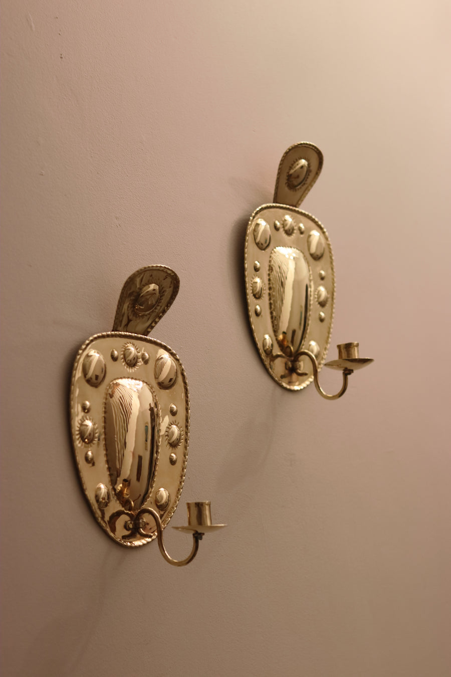 Pair Of Mid Century Swedish Brass Sconces Noah Ancienne