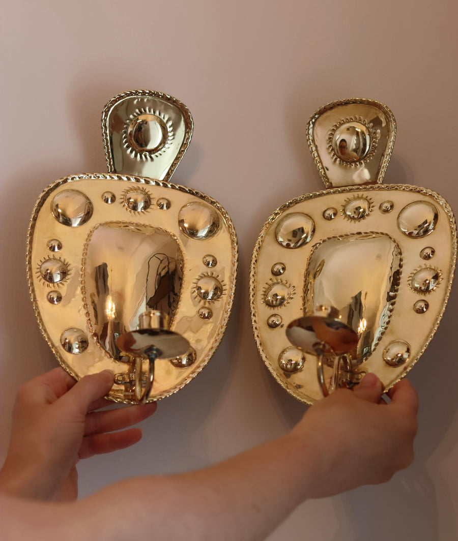 Pair Of Mid Century Swedish Brass Sconces Noah Ancienne