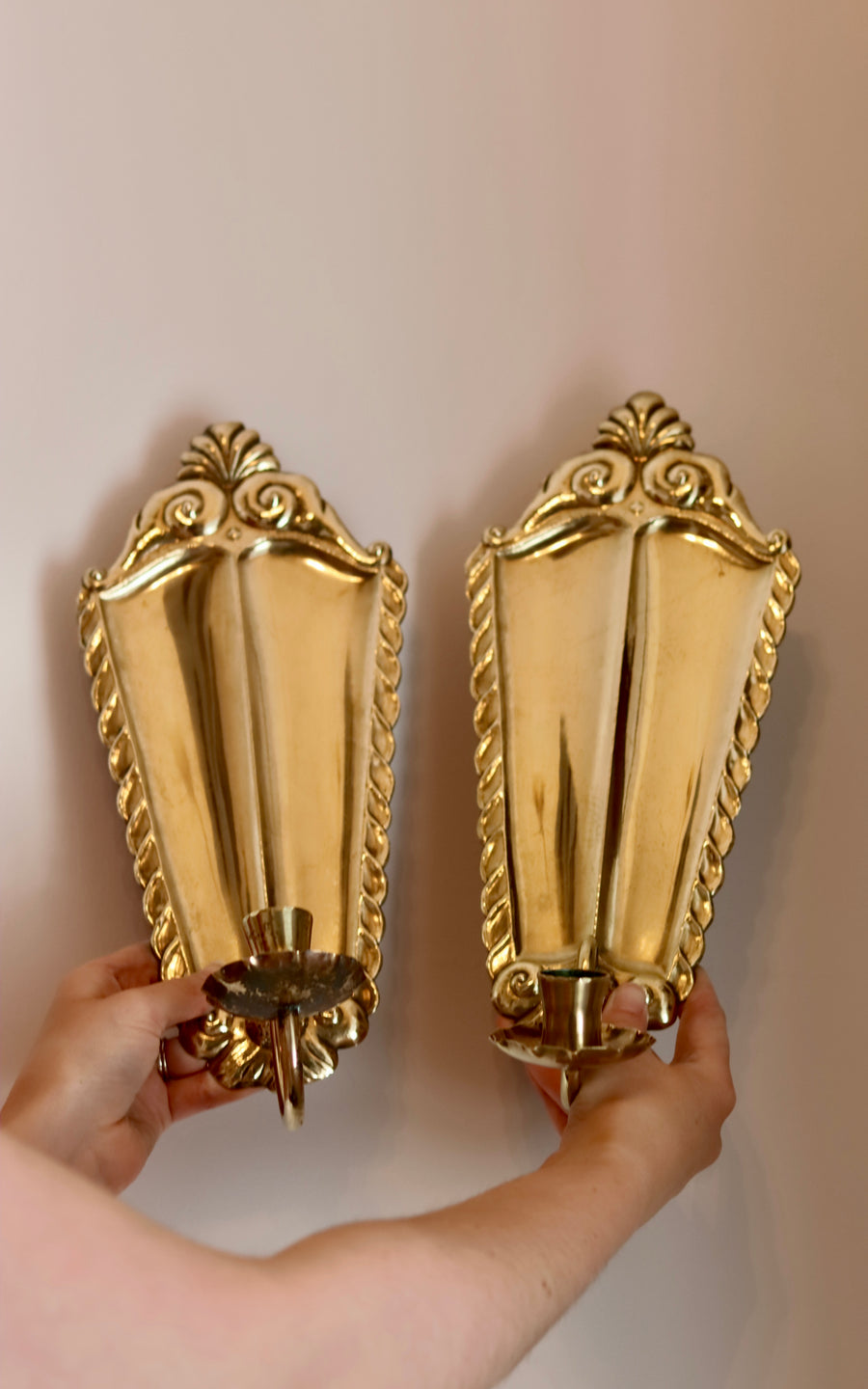 Pair Of Mid Century Swedish Brass Sconces Noah Ancienne