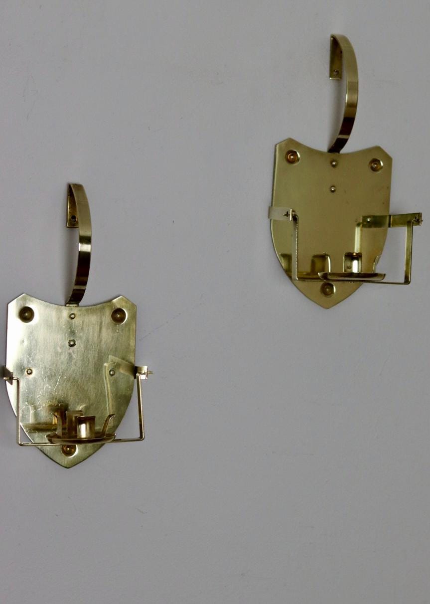Pair Of Mid Century Swedish Brass Sconces Noah Ancienne