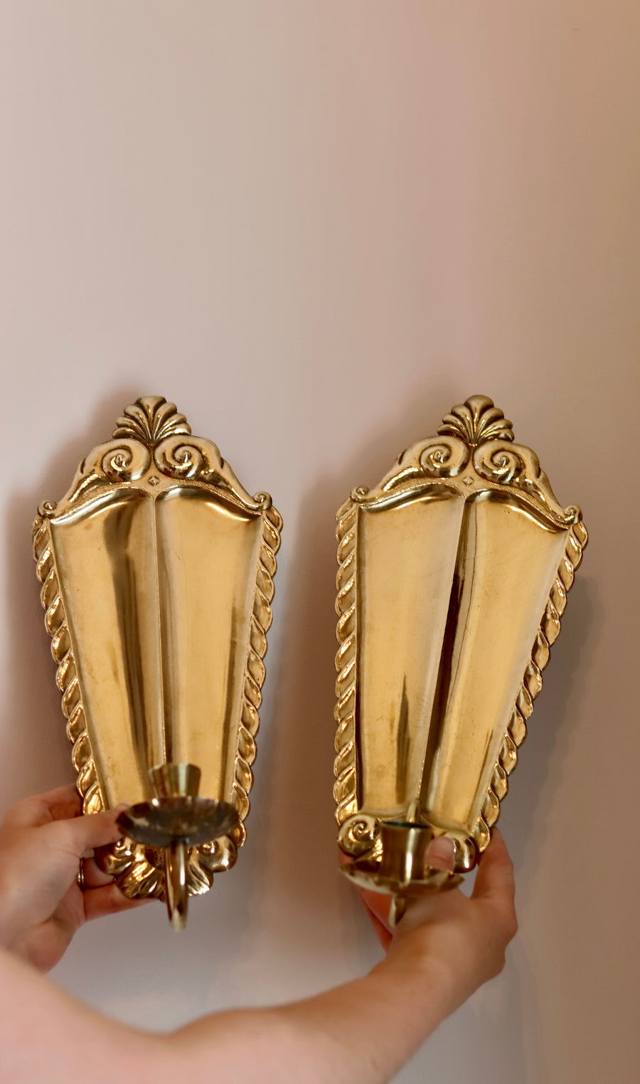 Pair Of Mid Century Swedish Brass Sconces Noah Ancienne