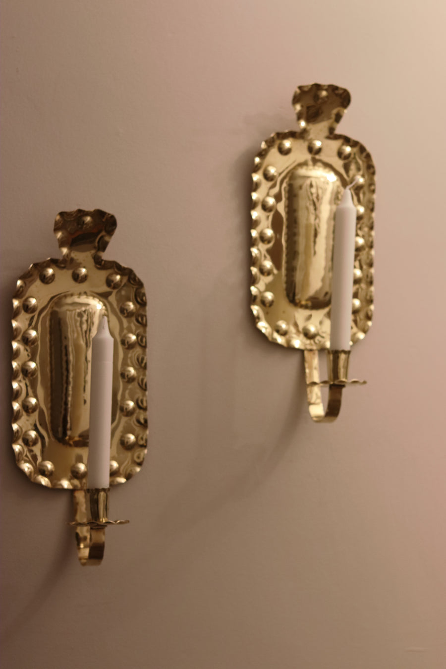 Pair Of Mid Century Swedish Brass Sconces Noah Ancienne