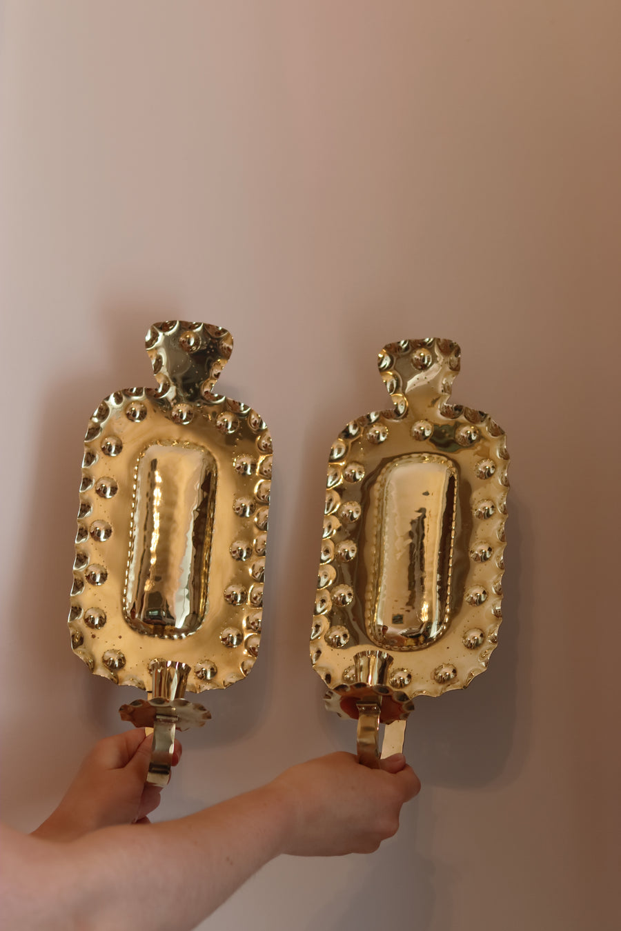 Pair Of Mid Century Swedish Brass Sconces Noah Ancienne