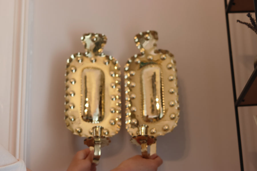 Pair Of Mid Century Swedish Brass Sconces Noah Ancienne