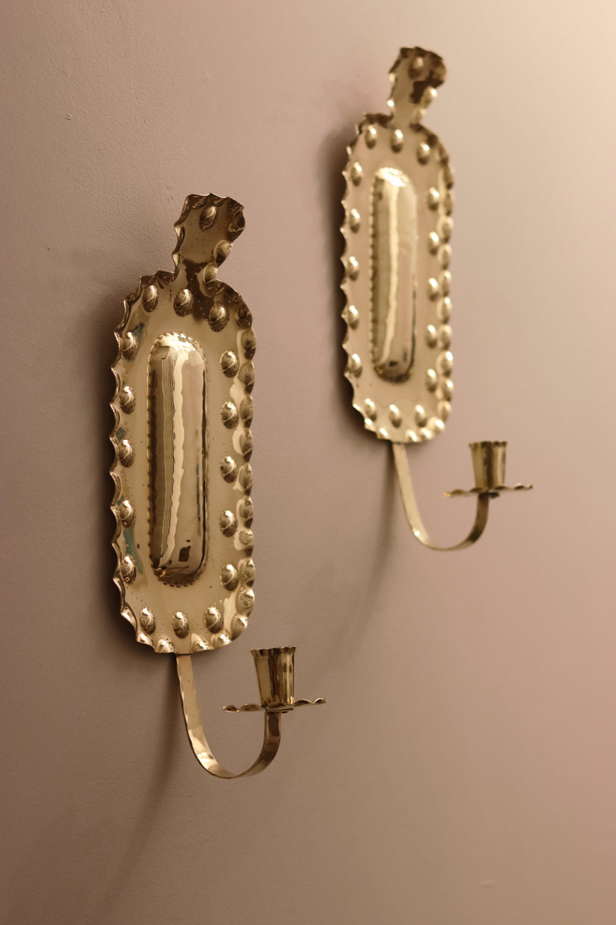 Pair Of Mid Century Swedish Brass Sconces Noah Ancienne