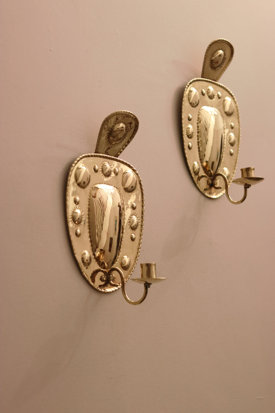 Pair Of Mid Century Swedish Brass Sconces Noah Ancienne