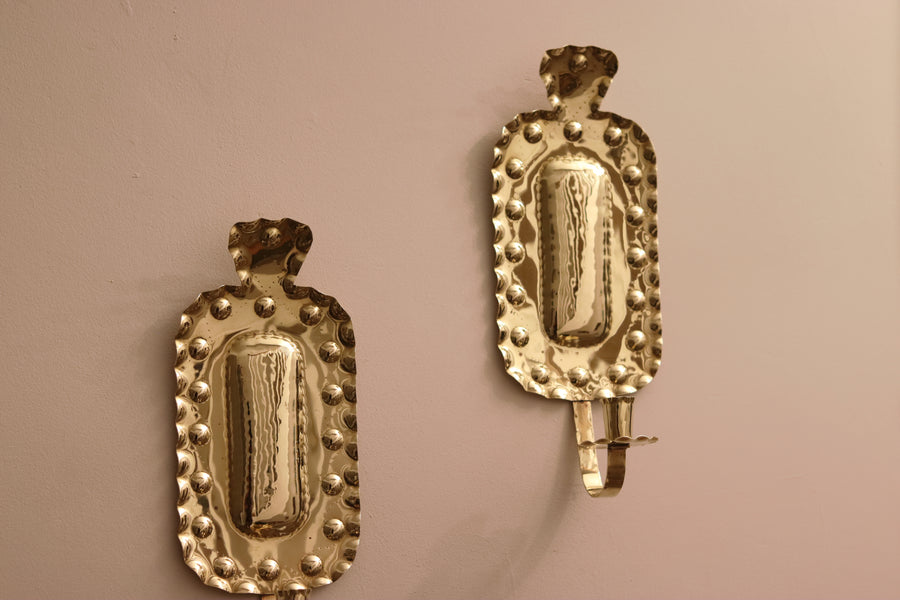 Pair Of Mid Century Swedish Brass Sconces Noah Ancienne