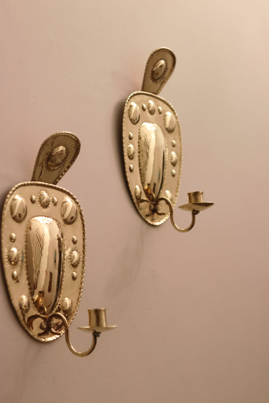 Pair Of Mid Century Swedish Brass Sconces Noah Ancienne