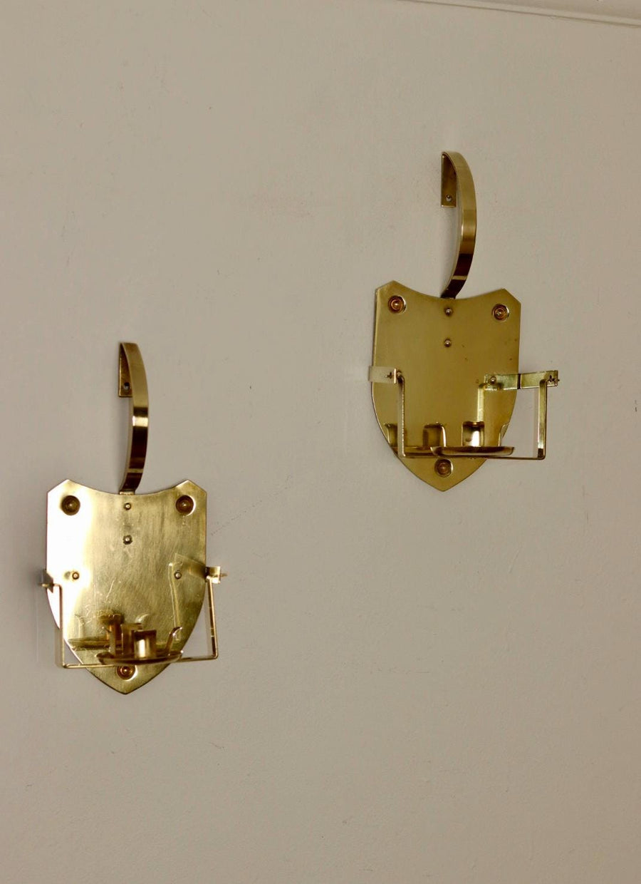 Pair Of Mid Century Swedish Brass Sconces Noah Ancienne