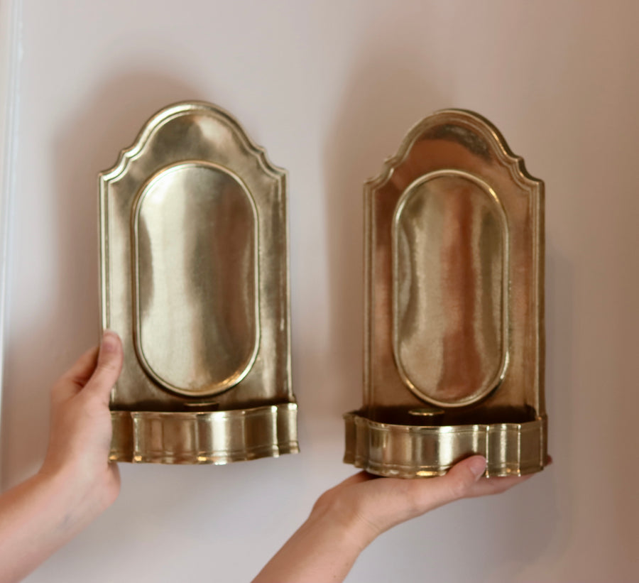 Pair Of Mid Century Swedish Brass Sconces Noah Ancienne