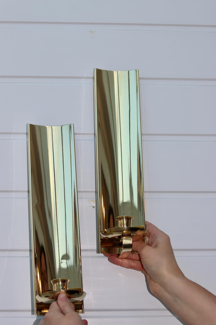 Pair Of Mid Century Swedish Brass Sconces Noah Ancienne