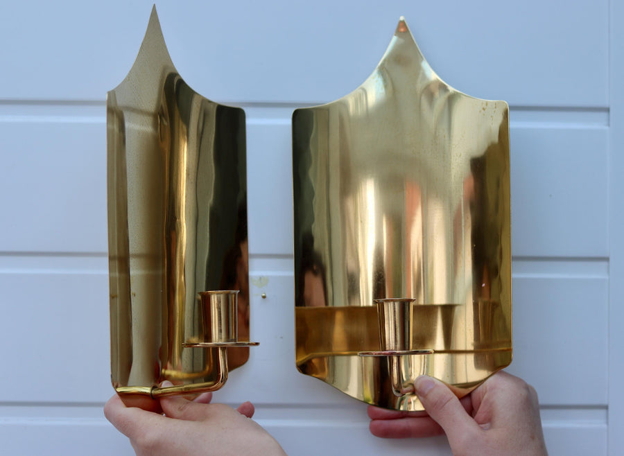 Pair Of Mid Century Swedish Brass Wall Sconces Noah Ancienne