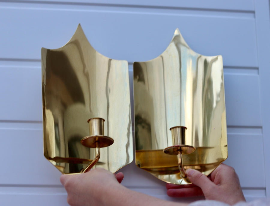 Pair Of Mid Century Swedish Brass Wall Sconces Noah Ancienne