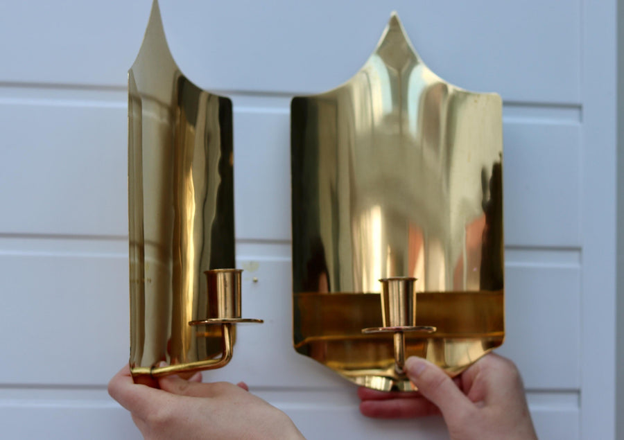 Pair Of Mid Century Swedish Brass Wall Sconces Noah Ancienne