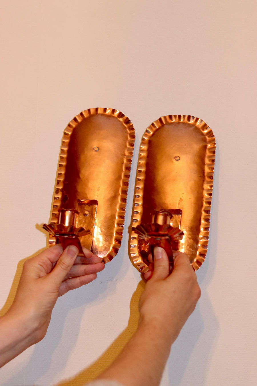 Pair Of Mid Century Swedish Copper Sconces Noah Ancienne