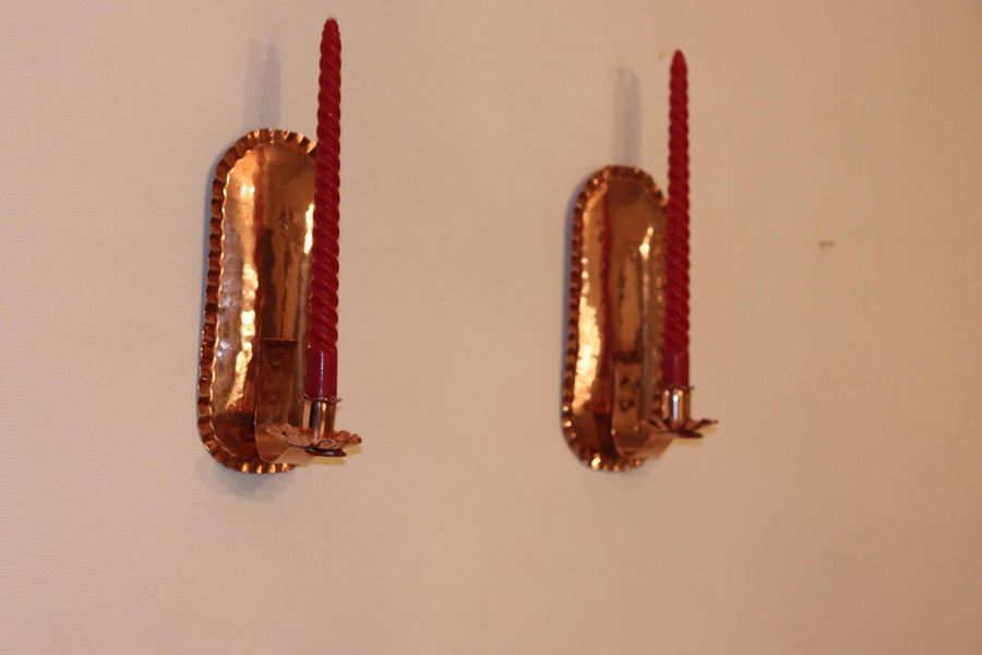 Pair Of Mid Century Swedish Copper Sconces Noah Ancienne