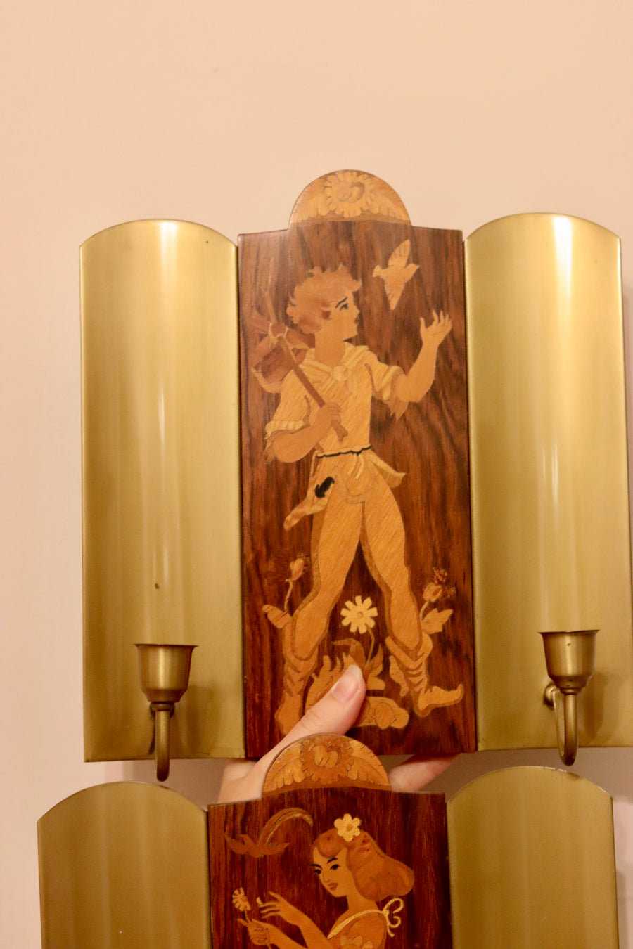 Pair Of Mid Century Swedish Sconces by Mjölby Intarsia Noah Ancienne