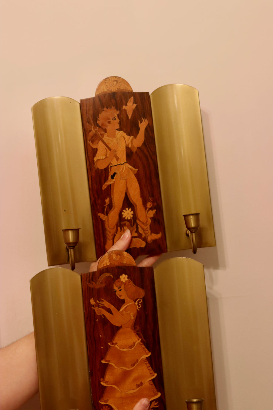 Pair Of Mid Century Swedish Sconces by Mjölby Intarsia Noah Ancienne