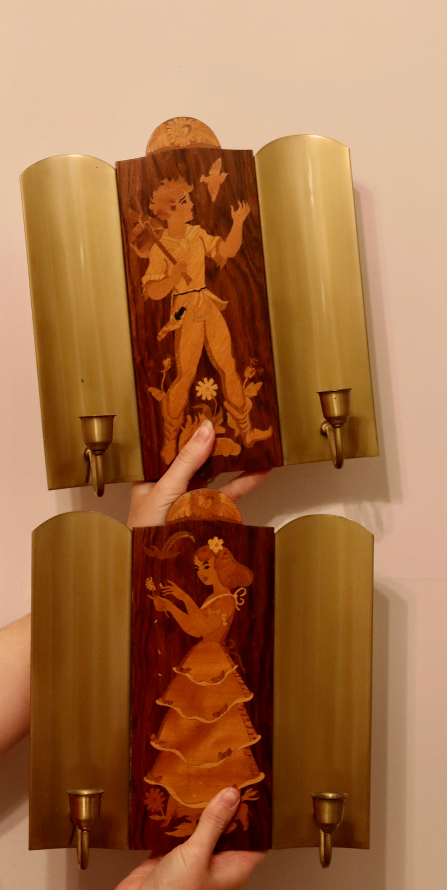 Pair Of Mid Century Swedish Sconces by Mjölby Intarsia Noah Ancienne