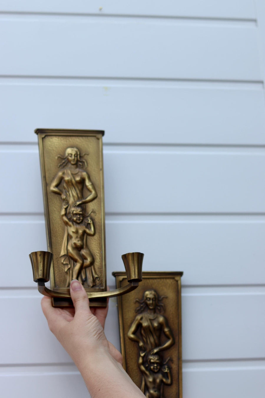 Pair Of Mid Century Swedish bronze Sconces Noah Ancienne