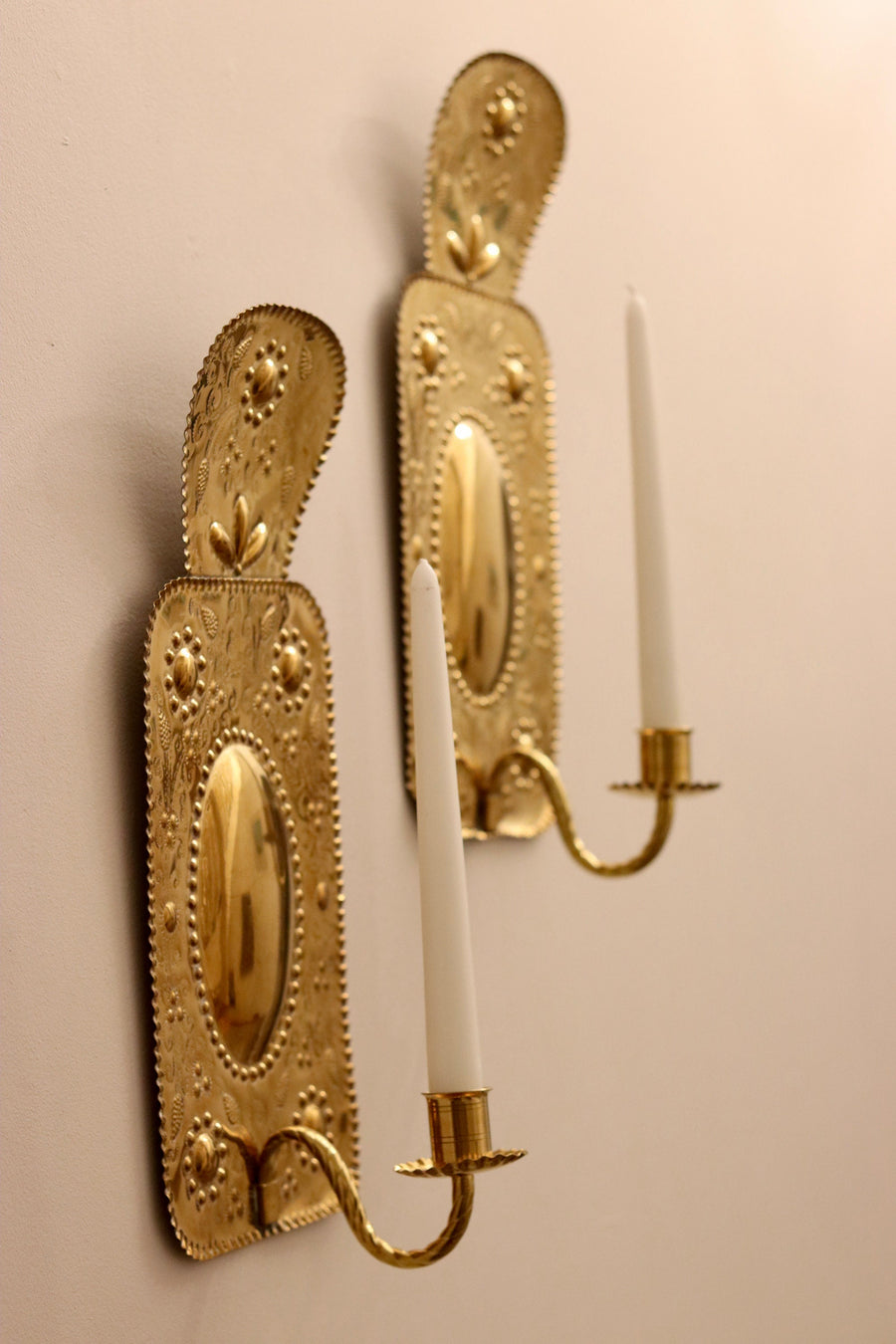 Pair of Antique Swedish Brass Sconces C 1800 Noah Ancienne