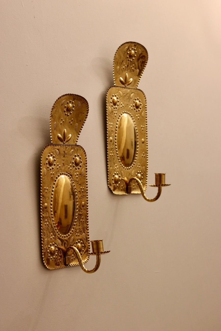 Pair of Antique Swedish Brass Sconces C 1800 Noah Ancienne