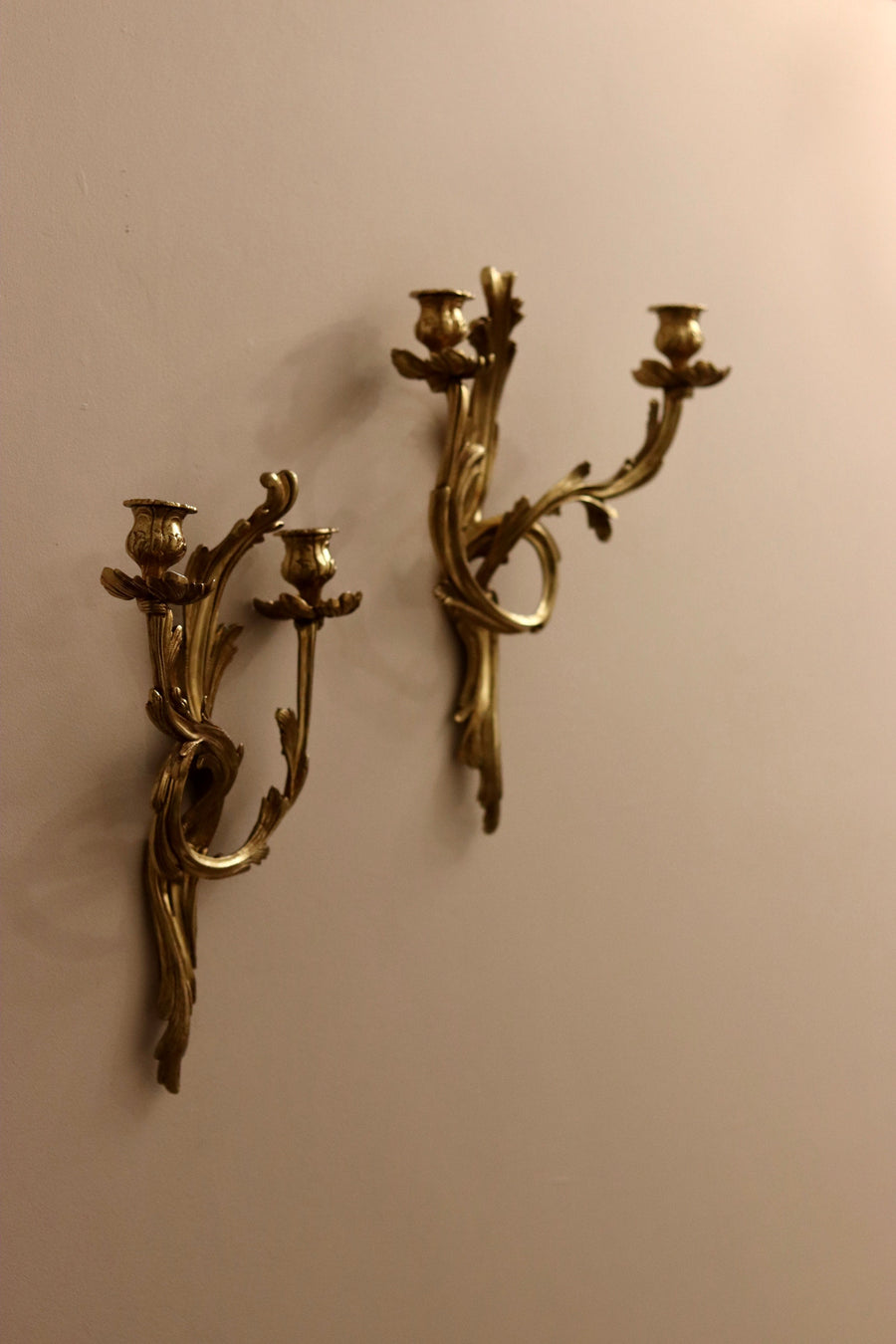 Pair of Brass Louis XV French Wall Sconces Noah Ancienne