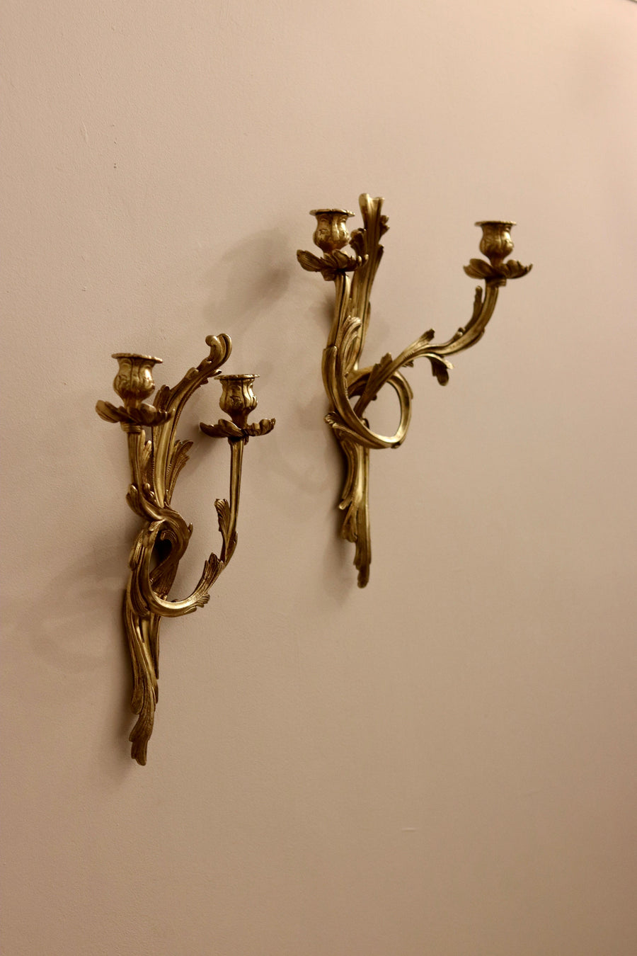 Pair of Brass Louis XV French Wall Sconces Noah Ancienne