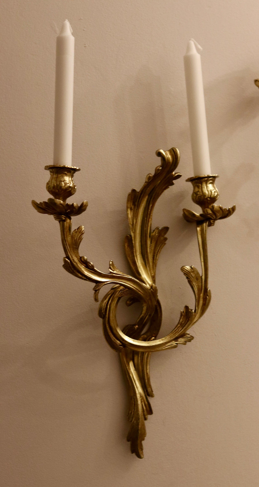 Pair of Brass Louis XV French Wall Sconces Noah Ancienne