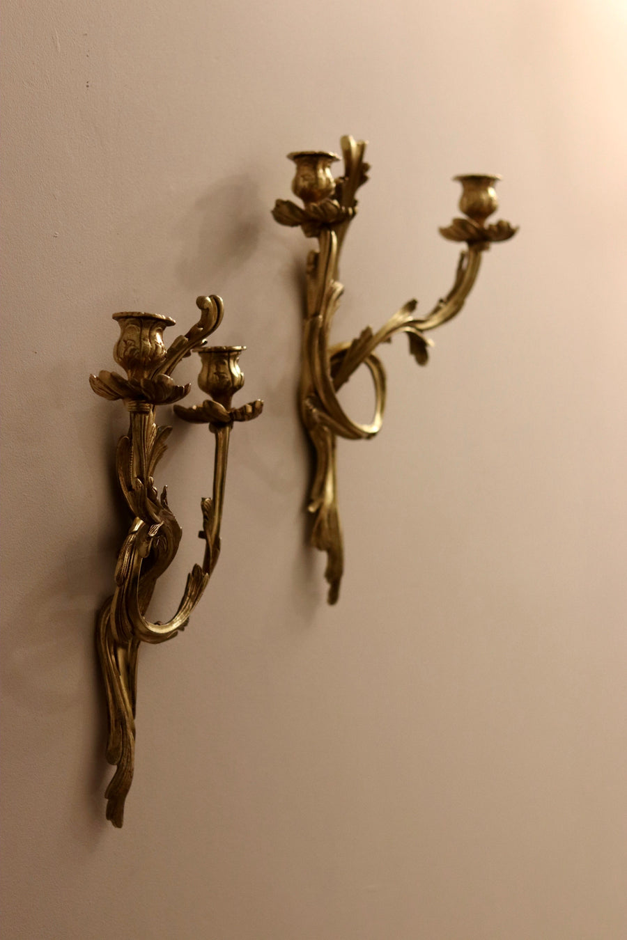 Pair of Brass Louis XV French Wall Sconces Noah Ancienne