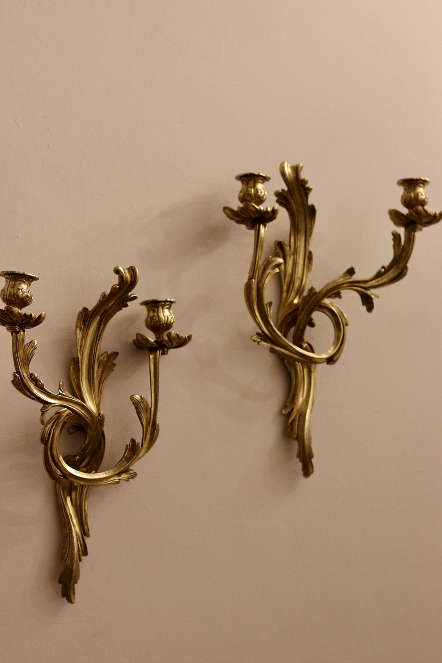 Pair of Brass Louis XV French Wall Sconces Noah Ancienne