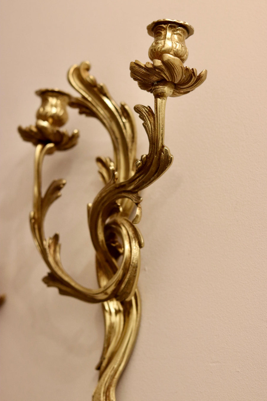Pair of Brass Louis XV French Wall Sconces Noah Ancienne