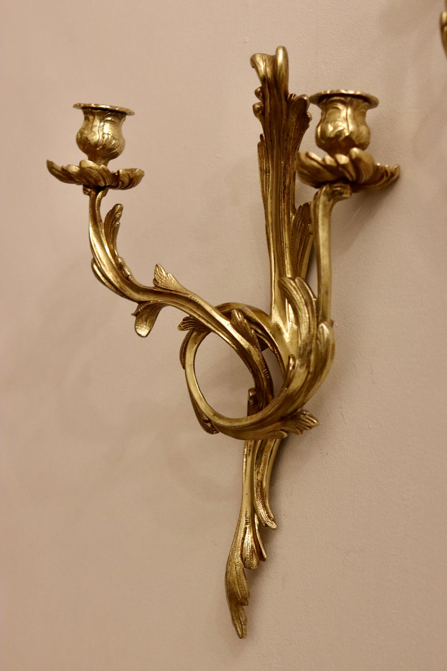 Pair of Brass Louis XV French Wall Sconces Noah Ancienne