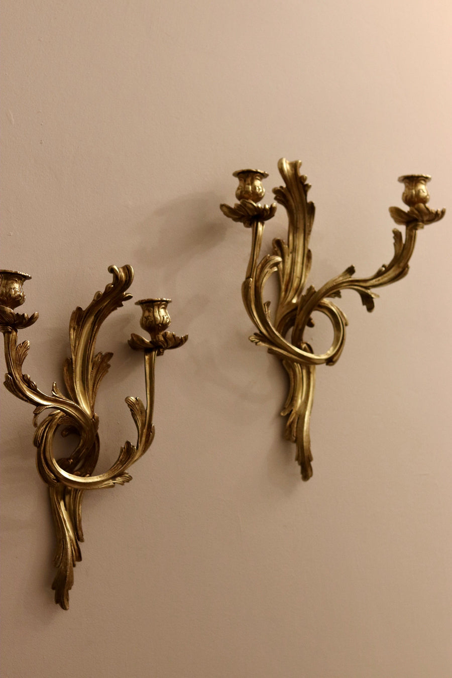 Pair of Brass Louis XV French Wall Sconces Noah Ancienne