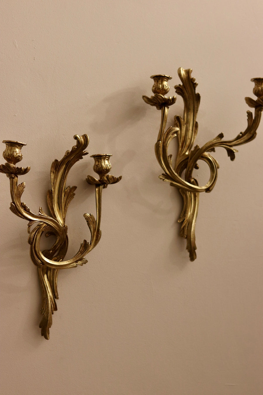 Pair of Brass Louis XV French Wall Sconces Noah Ancienne