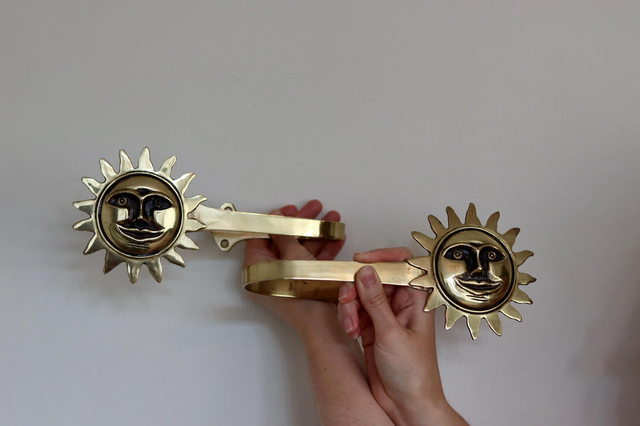 Pair of Brass Sun Curtain Tie-Backs Noah Ancienne